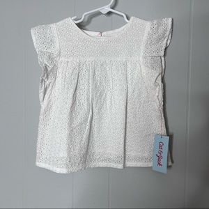 CAT AND JACK Girls White Eyelet Blouse.  Size 4T
